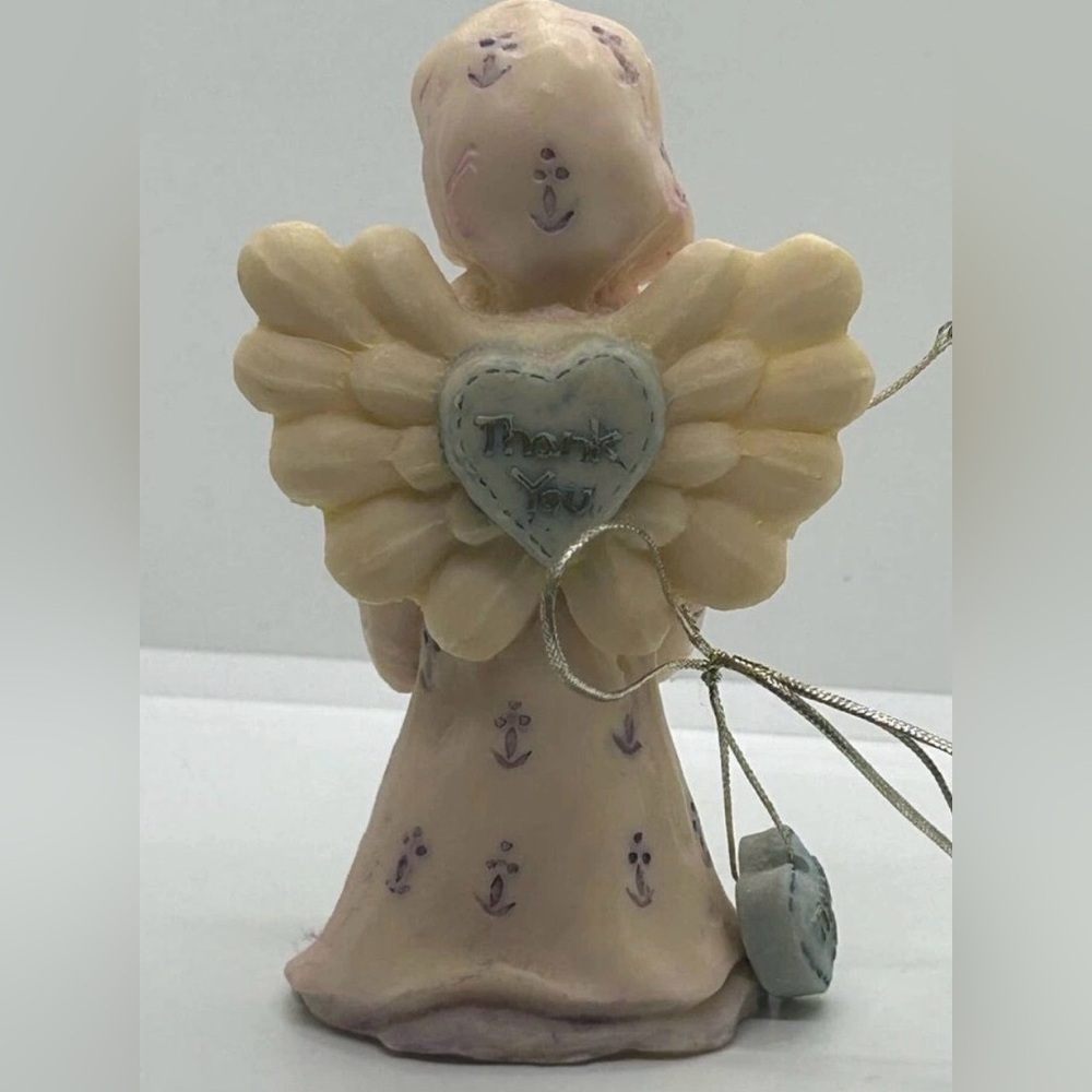 Vintage Unique Ceramic Angel Figurine with Thank You Heart Creepy Decor Odd - Picture 6 of 10